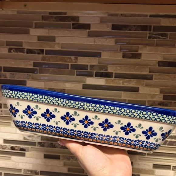 Blue Rose Polish Pottery 12”x9.75” Casserole Dish - Picture 2 of 10